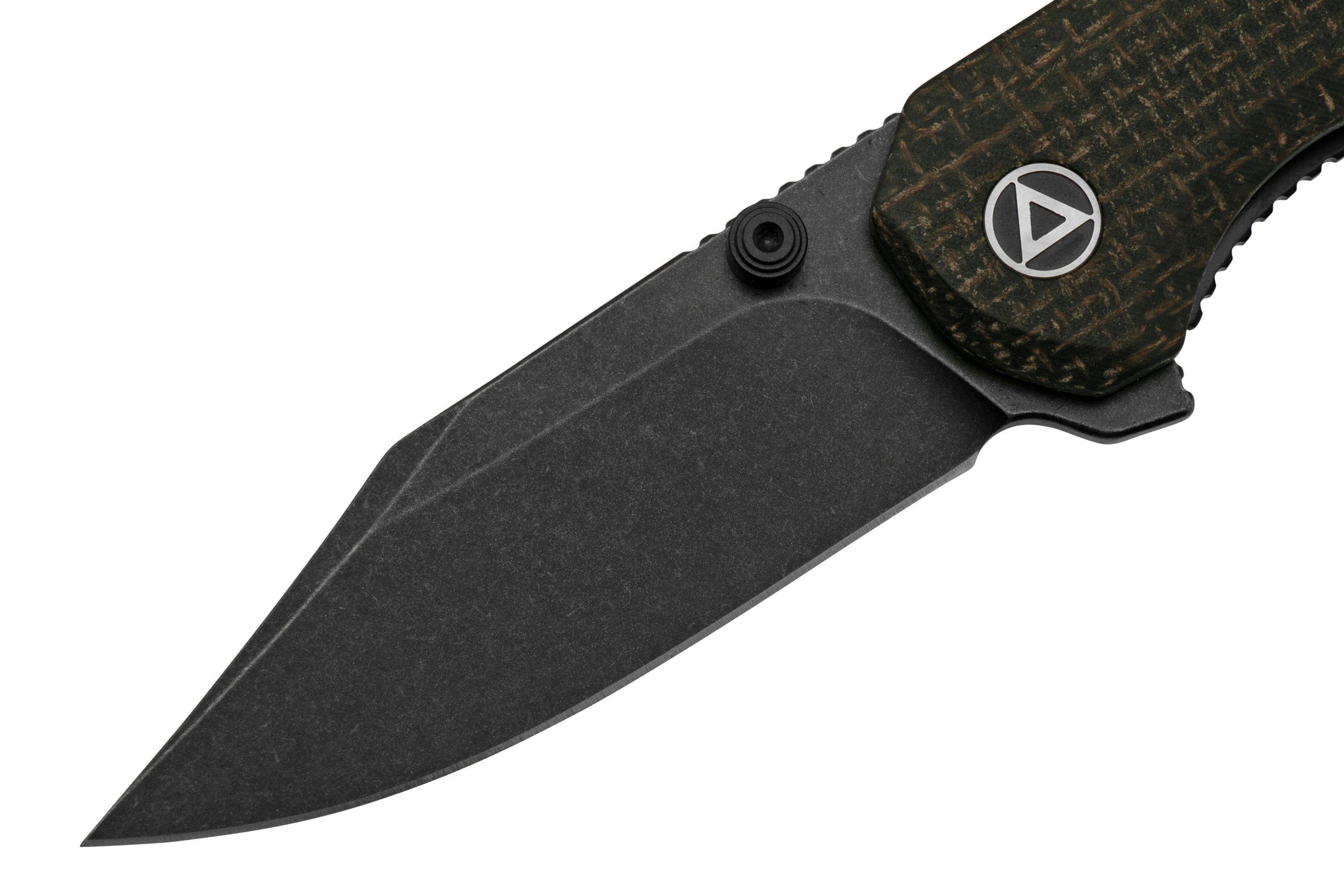 QSP Knife Kestrel QS145-A2 Blackwashed, Brown Micarta, pocket knife ...