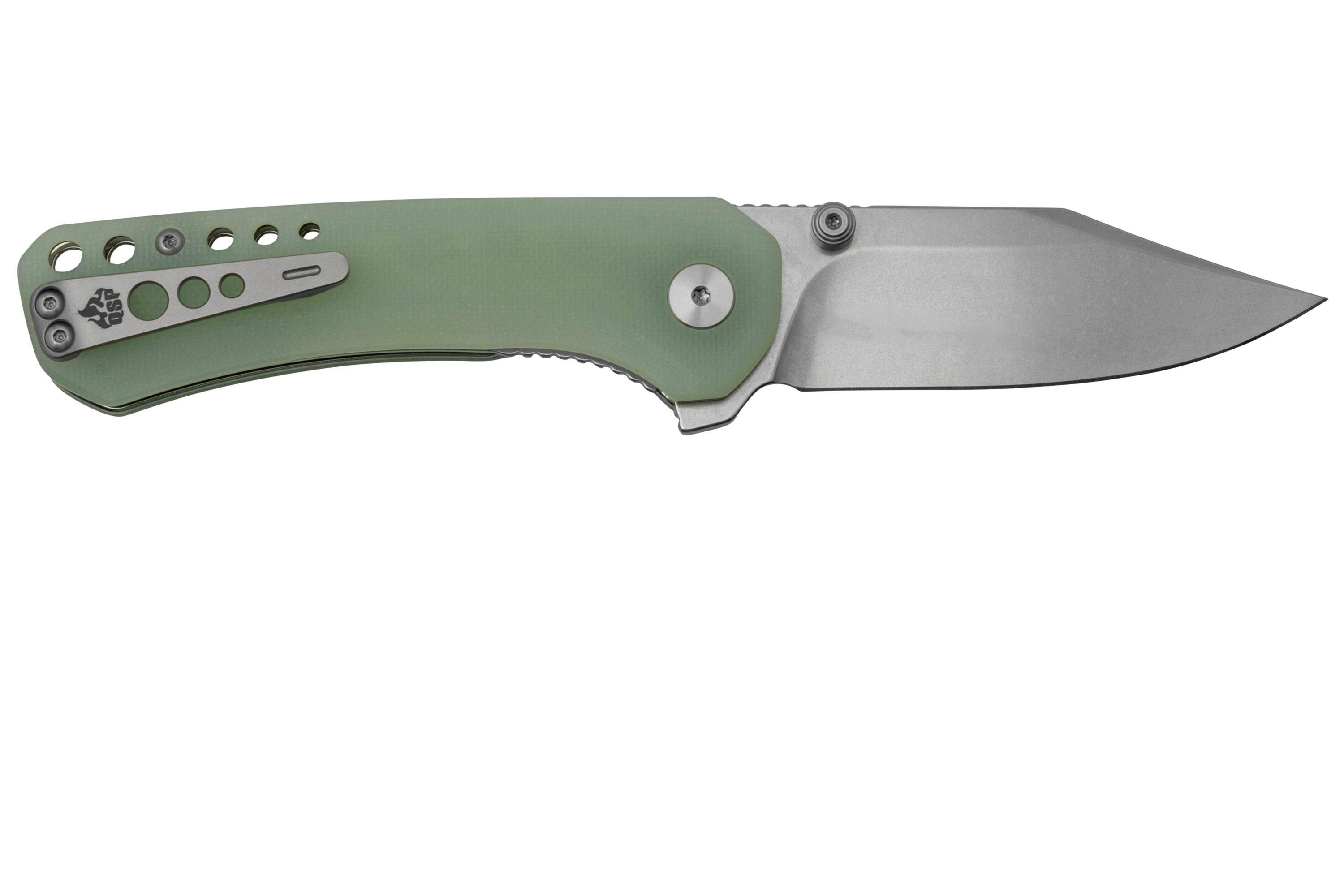 QSP Knife Kestrel QS145-A2 Stonewashed Jade G10, pocket knife ...