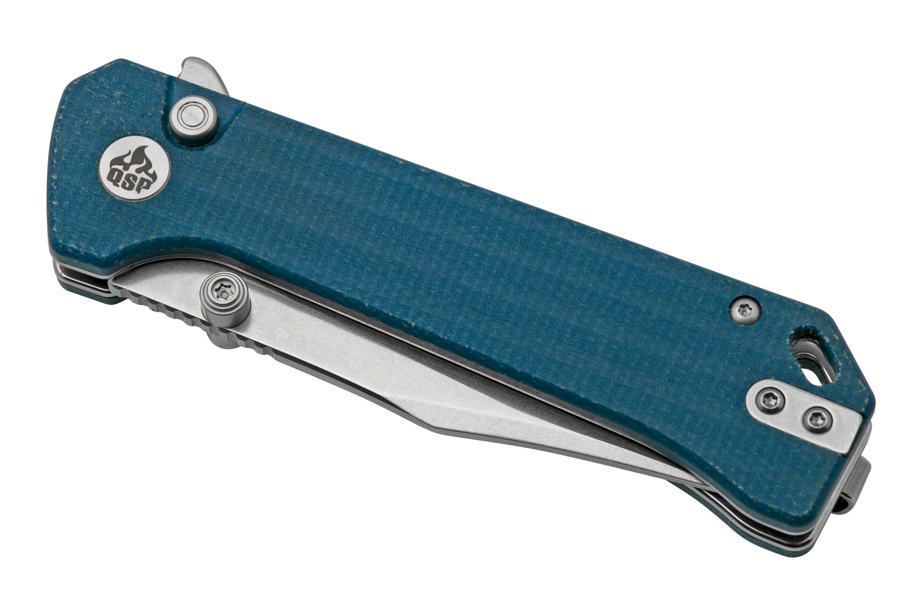 qsp-grebe-qs147-b1-14c28n-clippoint-blue-micarta-pocket-knife