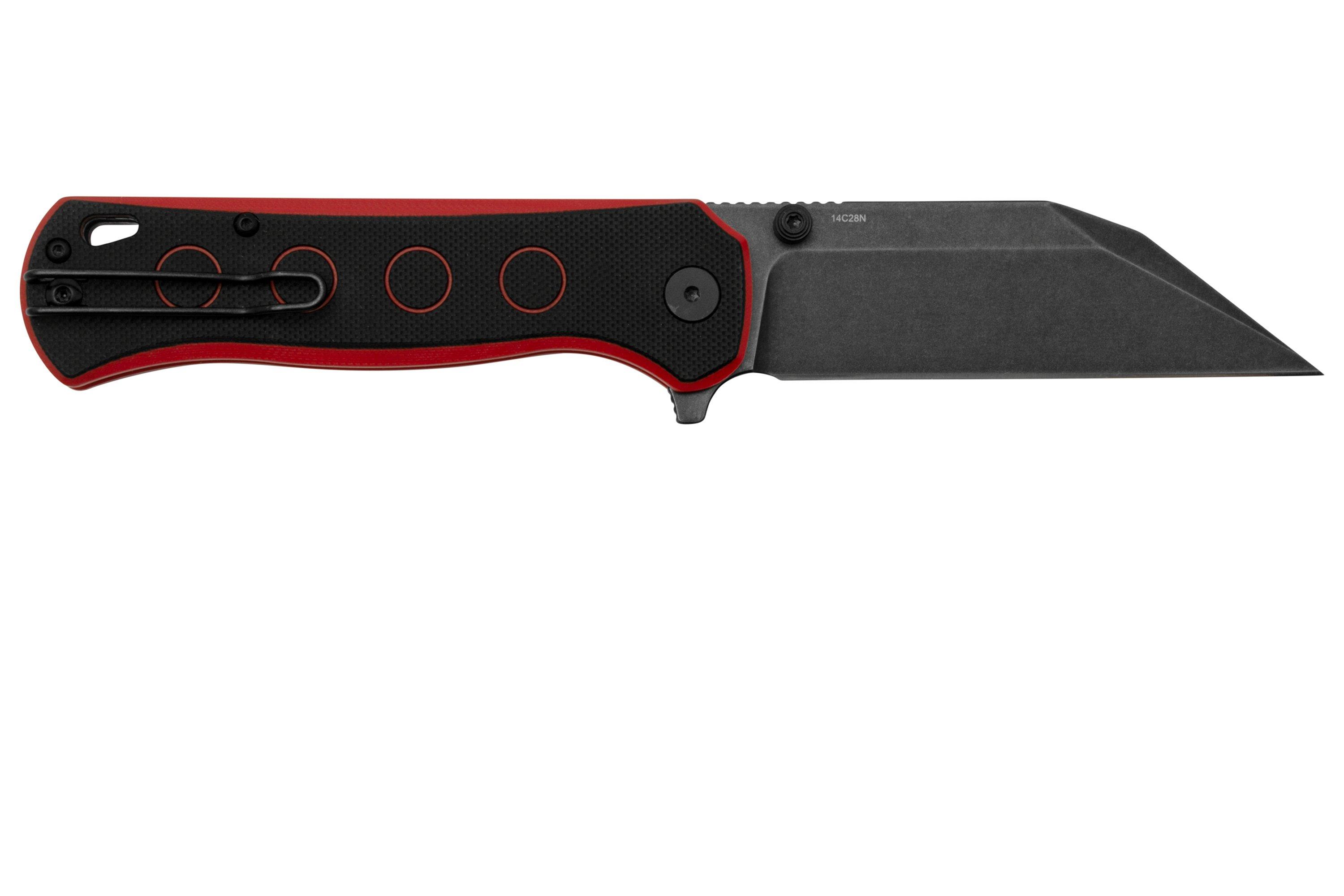 QSP Knife Swordfish QS149-A2 Red and Black G10, Black Stonewashed ...