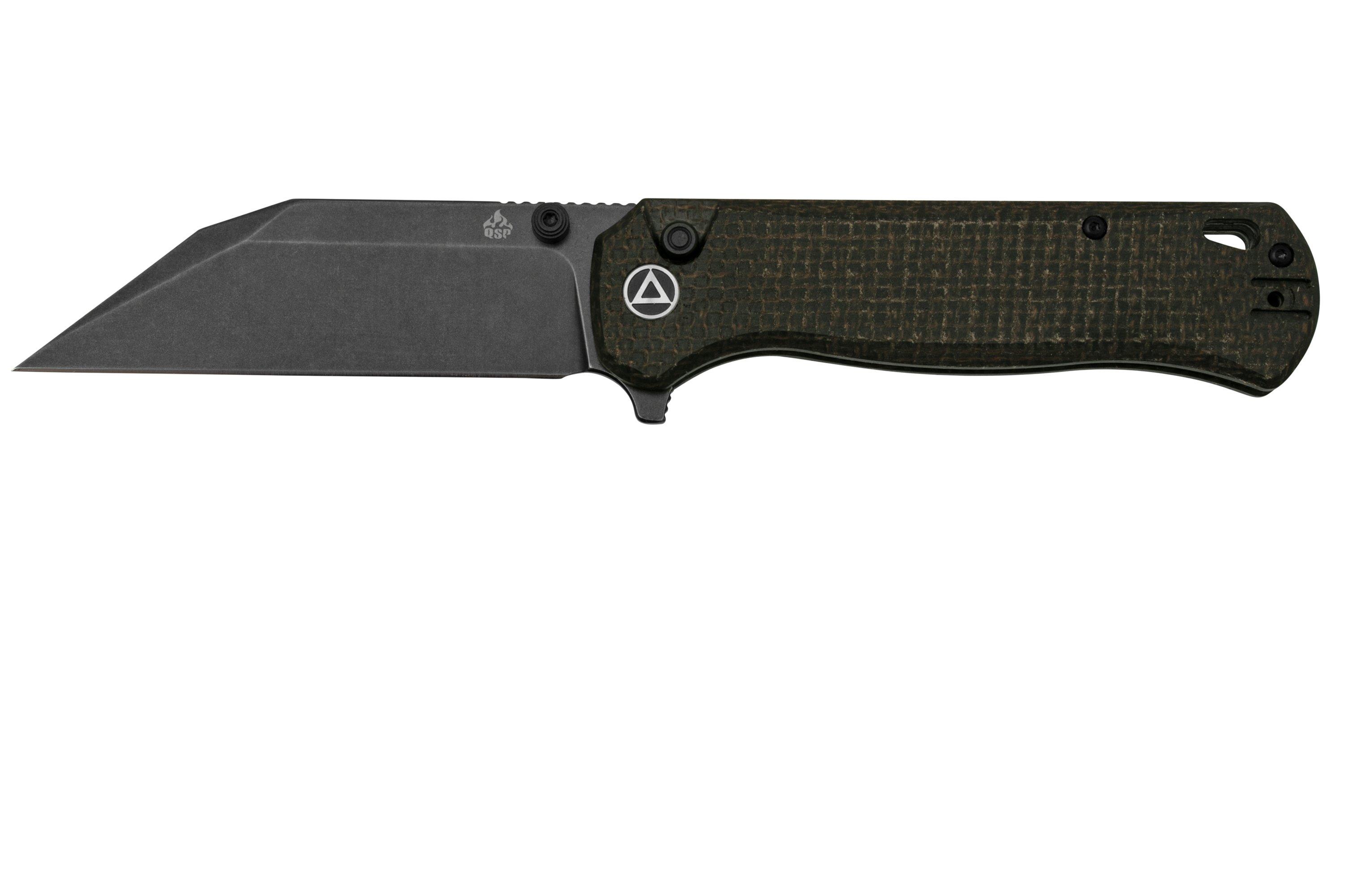 QSP Knife Swordfish QS149C2 Rough Brown Micarta, Black Blade, pocket