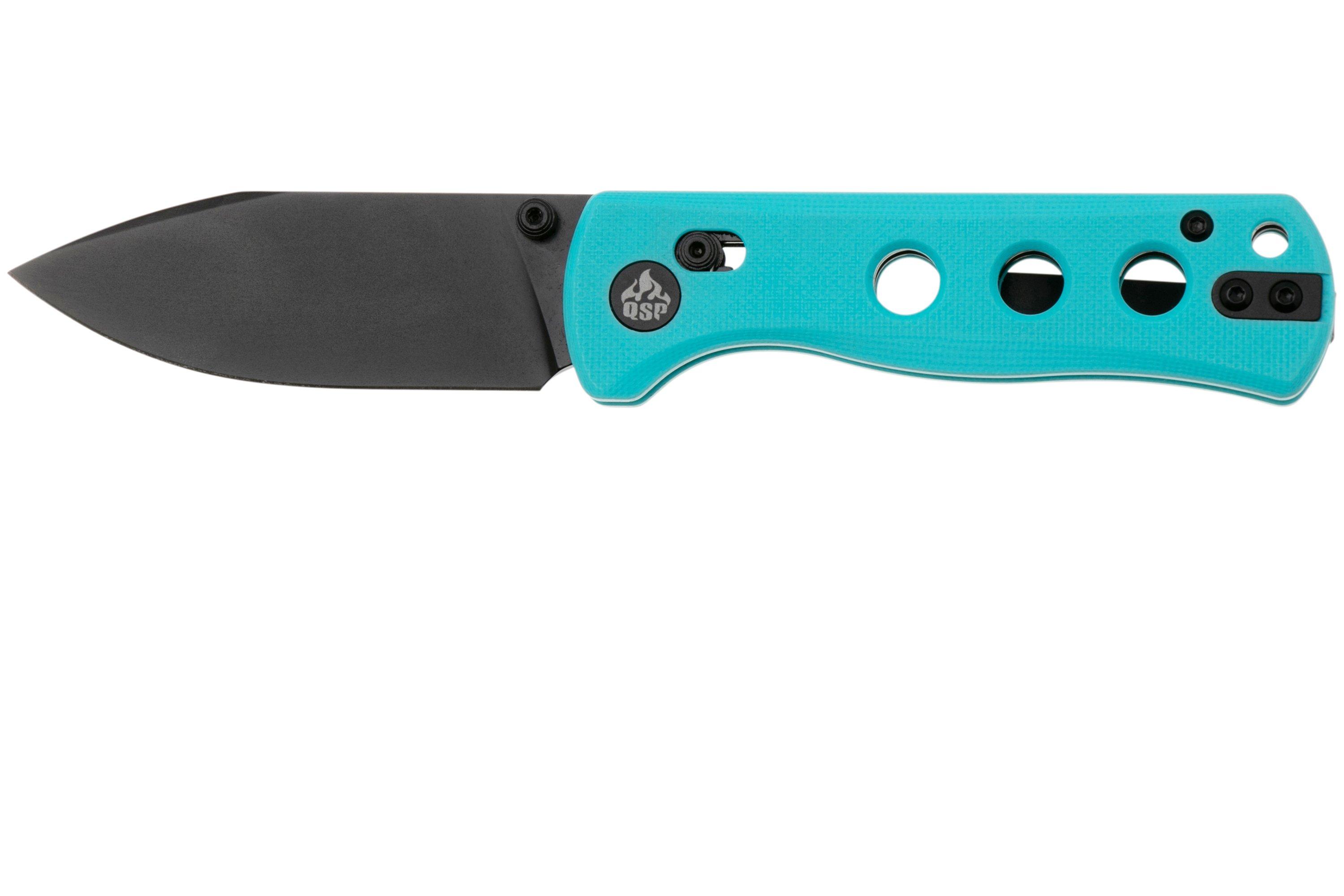 QSP Knife Canary Glyde 150GL-C2 Black 14C28N, Blue G10, pocket knife ...