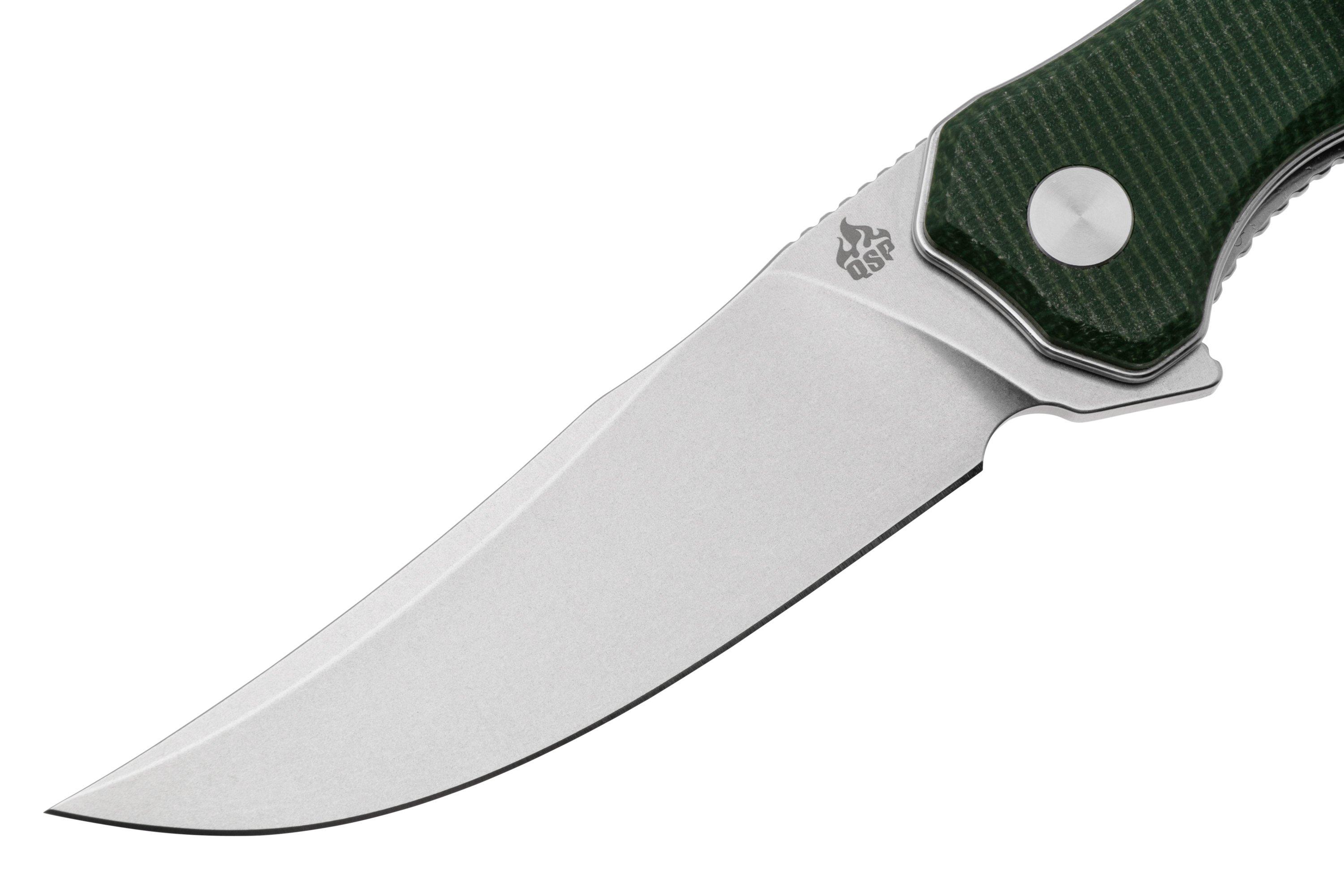 QSP Knife Walrus QS151-C1 Satin, Green Micarta, pocket knife ...