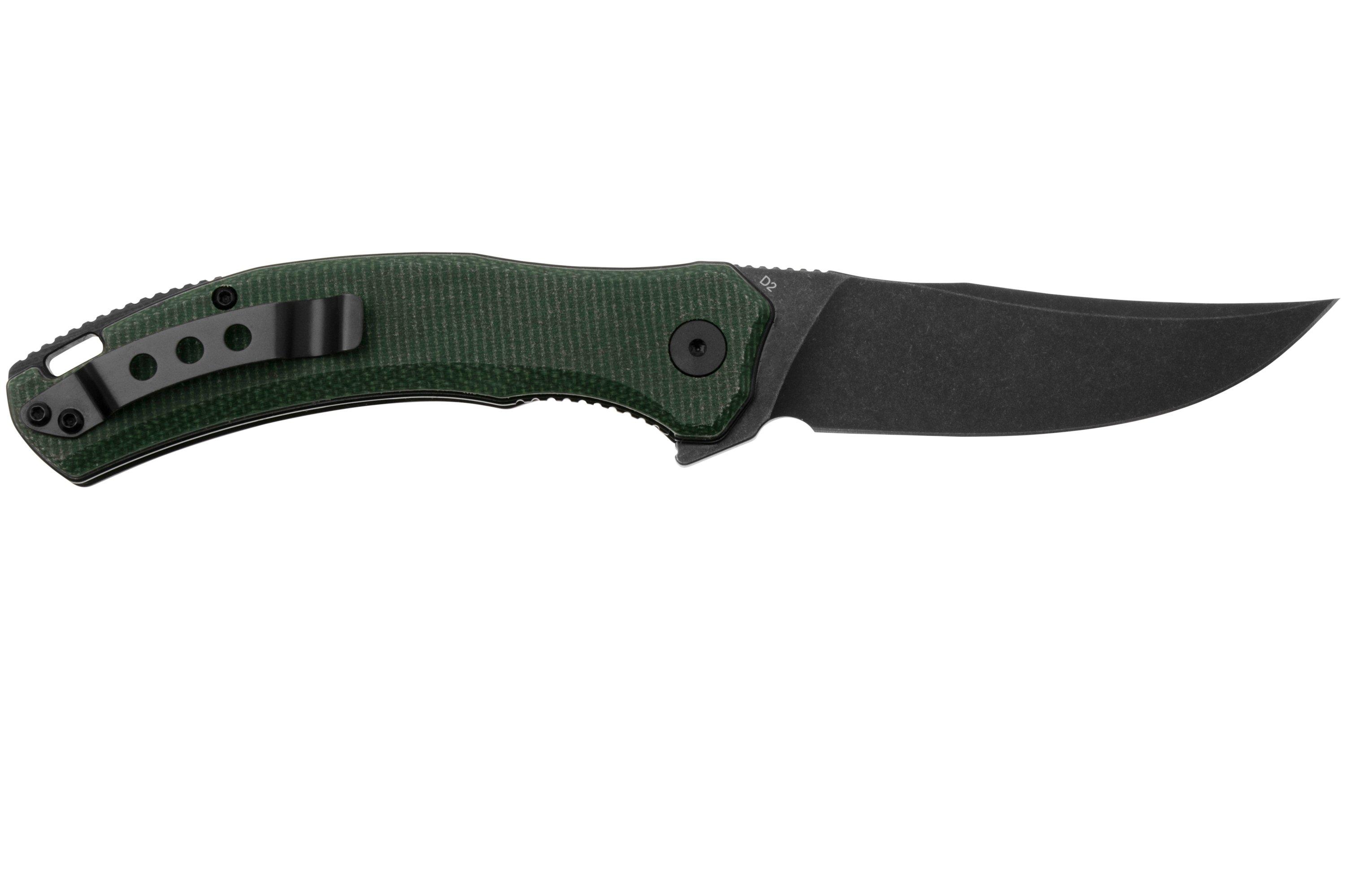 QSP Knife Walrus QS151C2 Black, Green Micarta, pocket knife