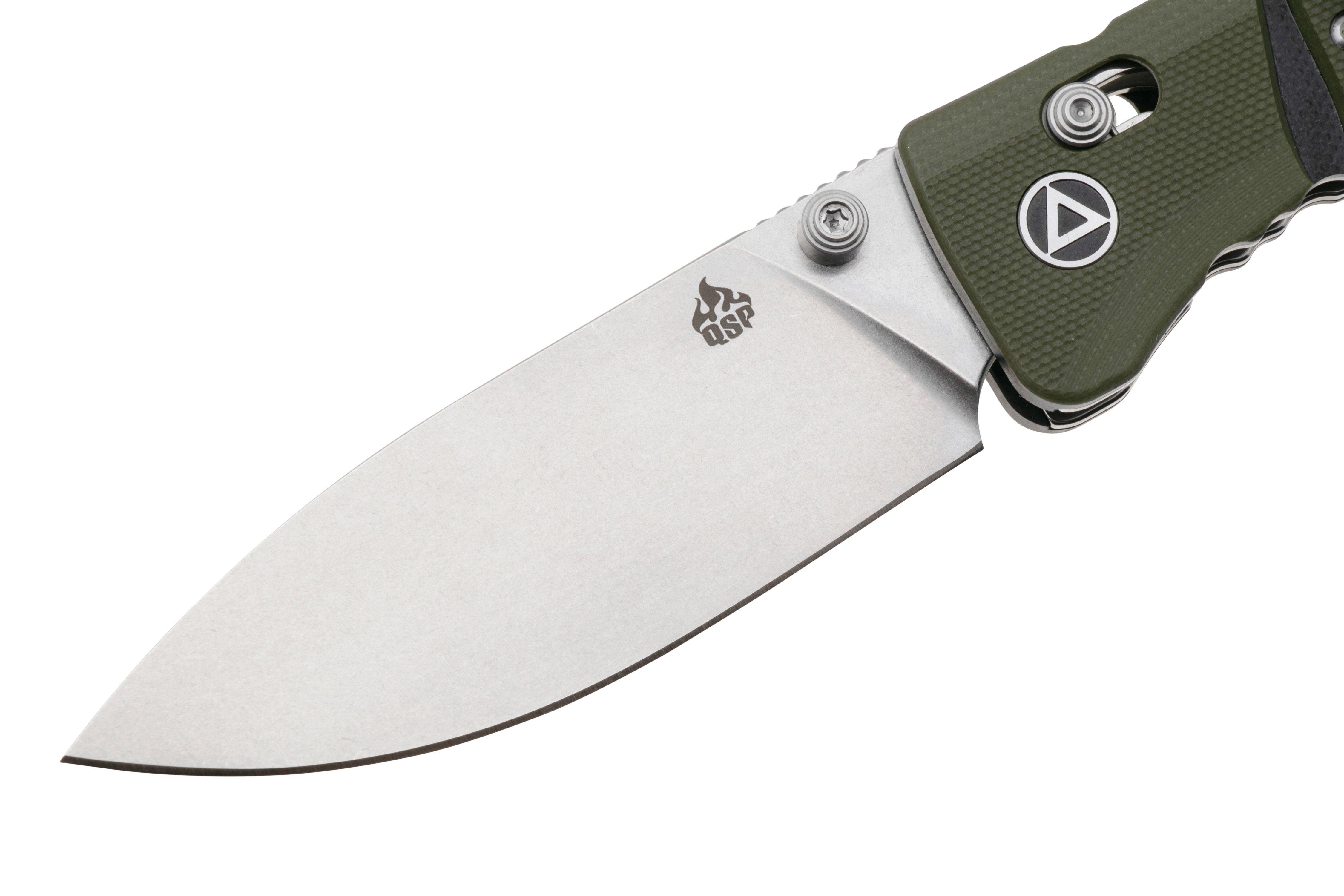 QSP Knife Ripley QS160-C1 Stonewashed 14C28N Olive Green Black G10 ...