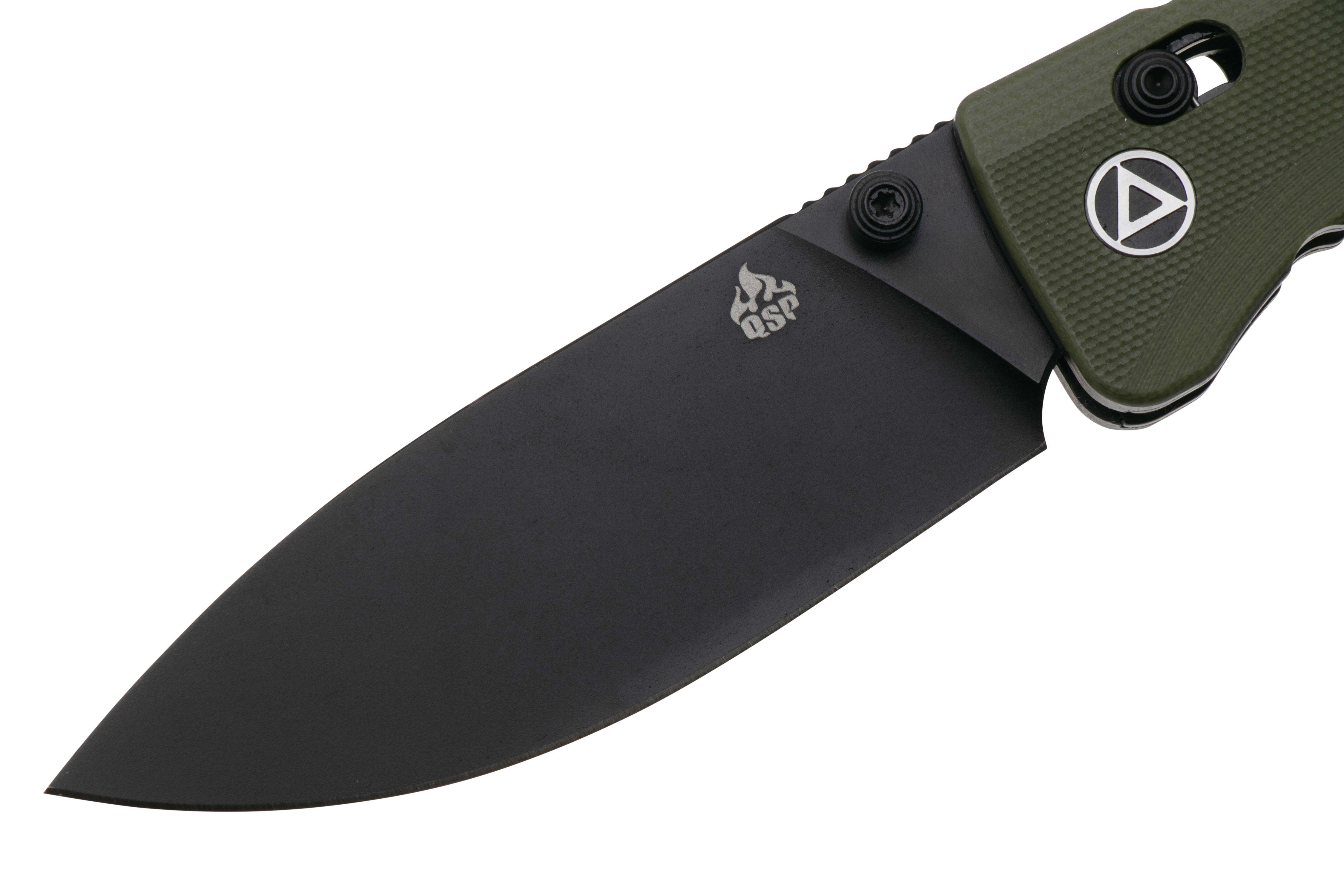 QSP Knife Ripley QS160-C2 Black 14C28N Olive Green Black G10, pocket ...