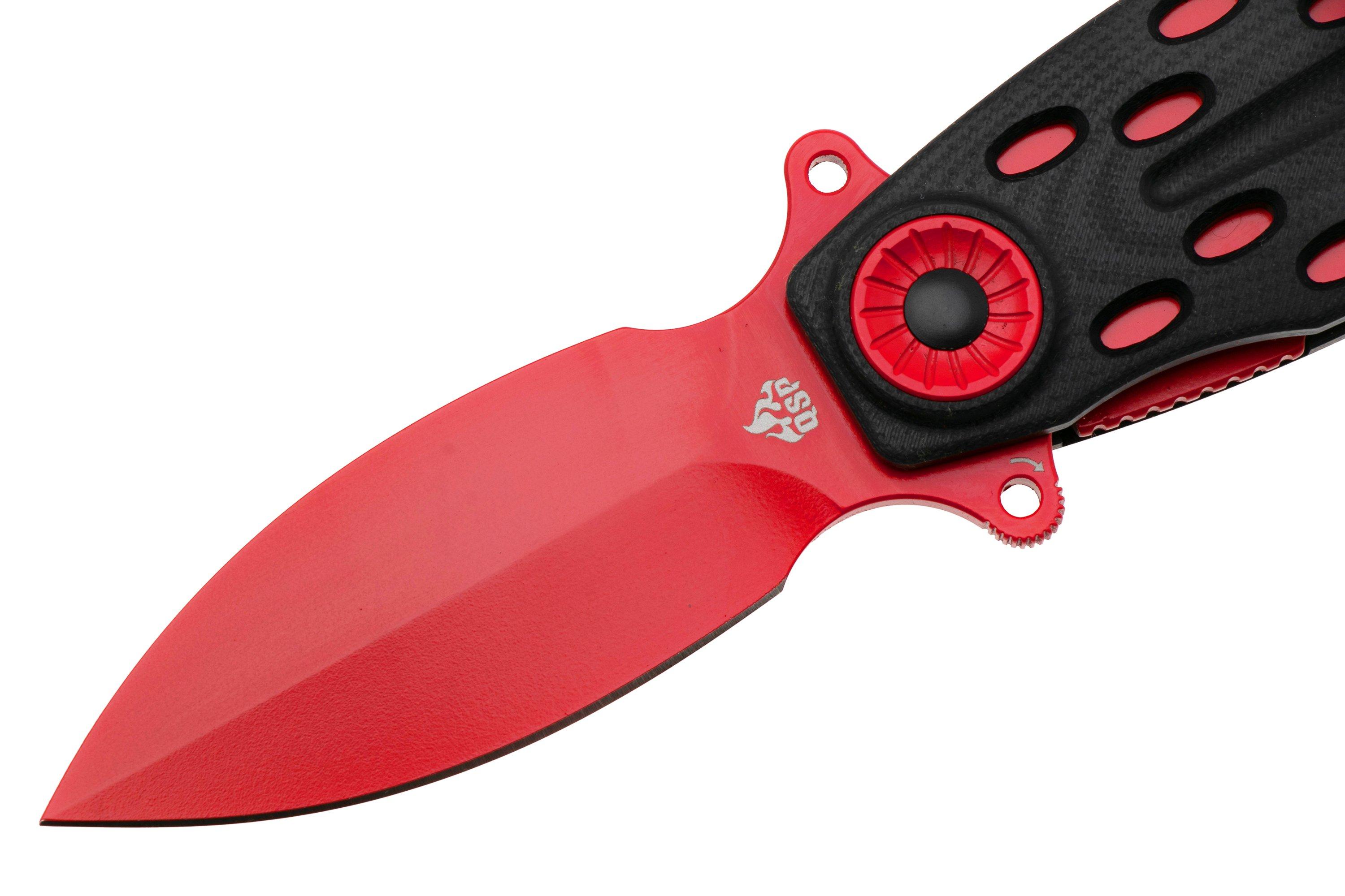 QSP Knife Beetle 162-D, Red 14C28N, Black G10, pocket knife ...