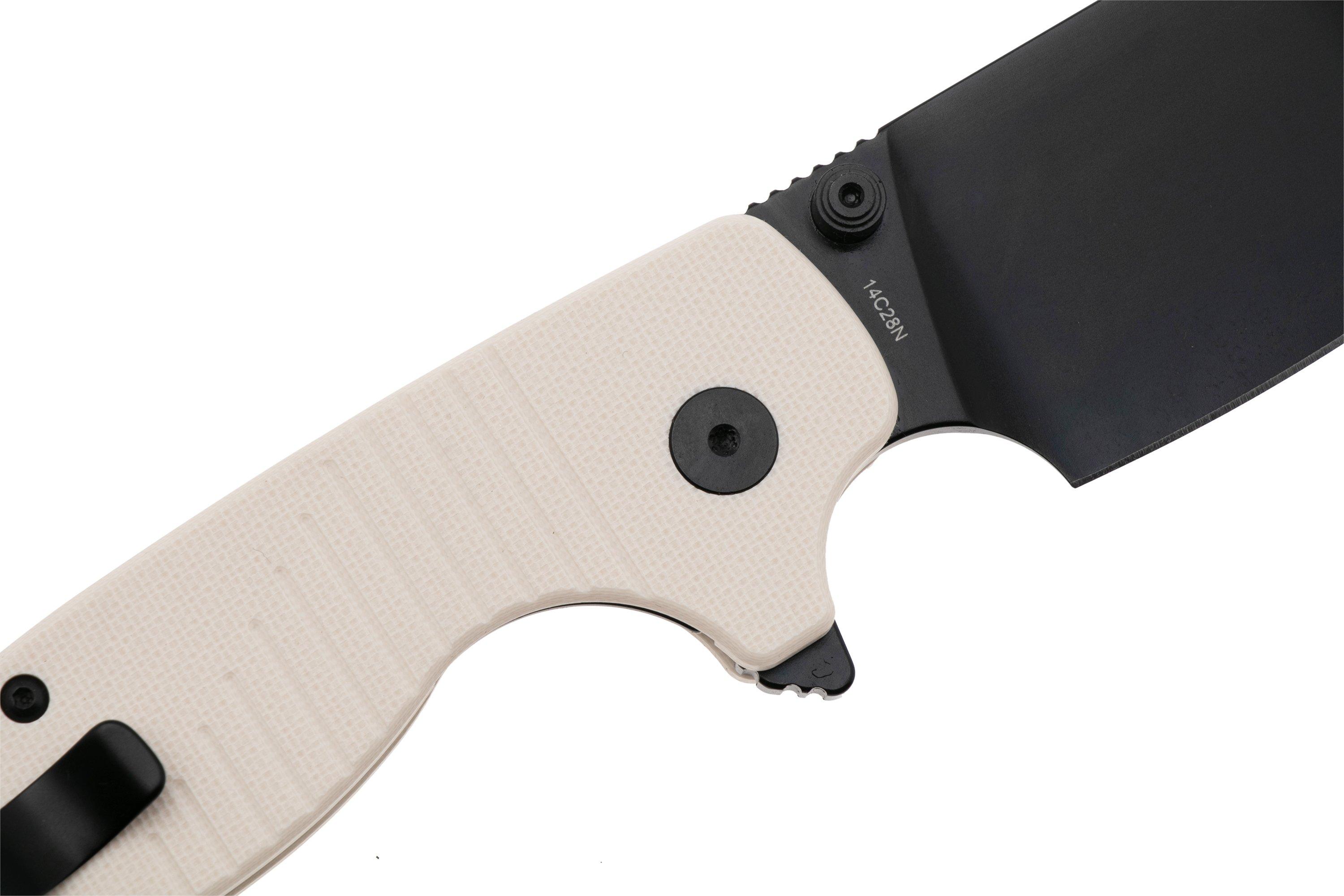 QSP Knife Chefmaster 163-B2, Black 14C28N, Ivory White G10, navaja ...