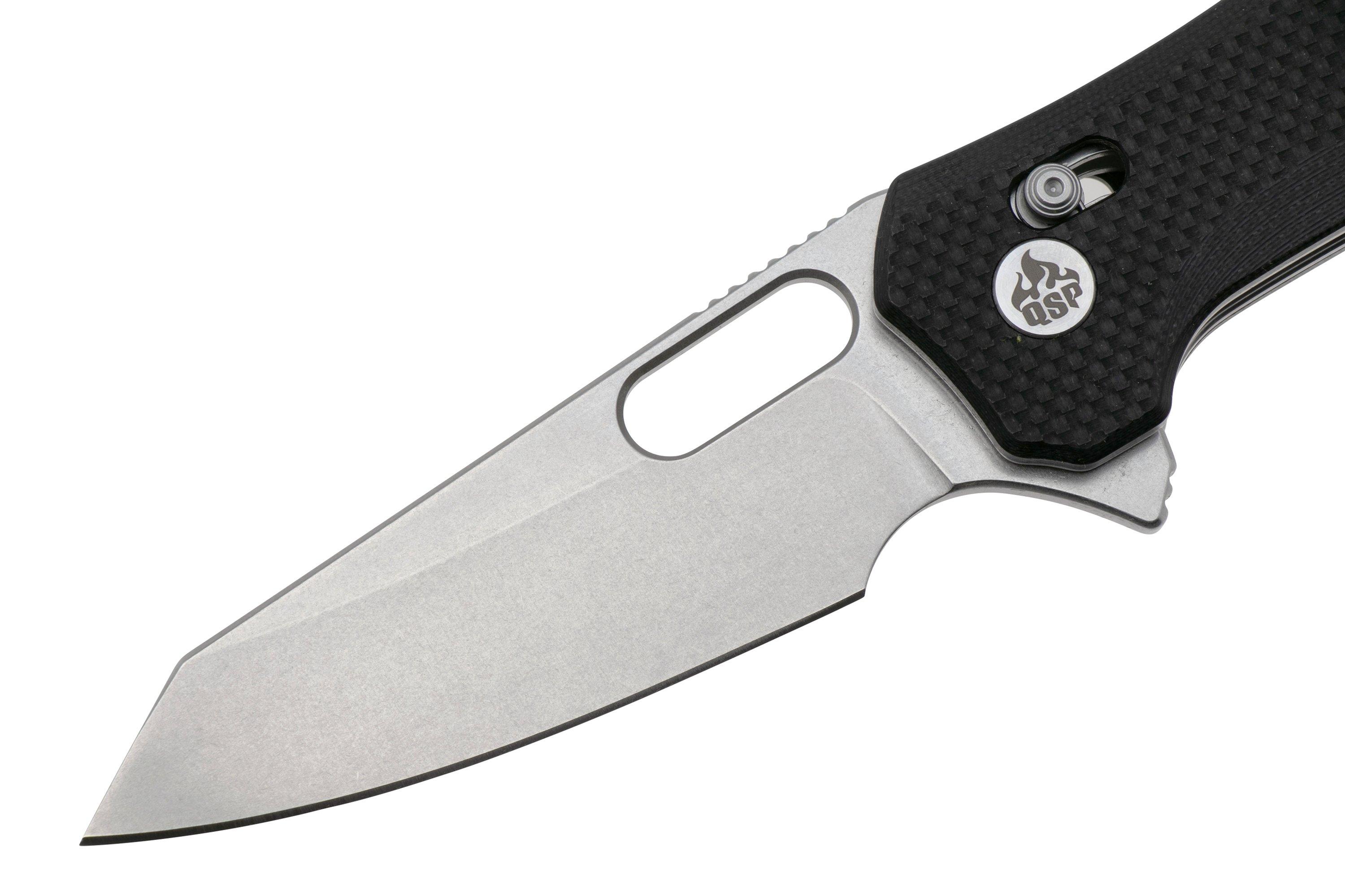 Qsp Knife Emu 164 C1 Stonewashed 14c28n Black Coarse G10 Navalha 