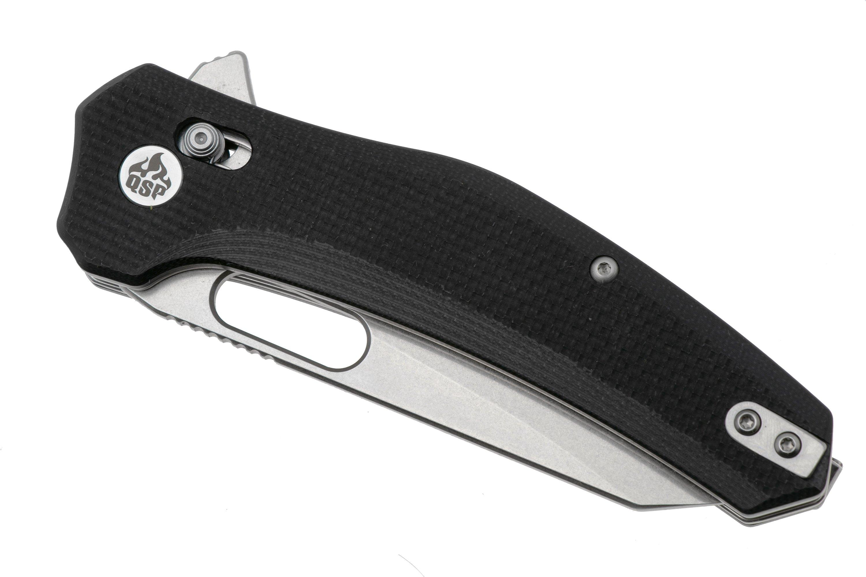 Qsp Knife Emu 164 C1 Stonewashed 14c28n Black Coarse G10 Navalha 
