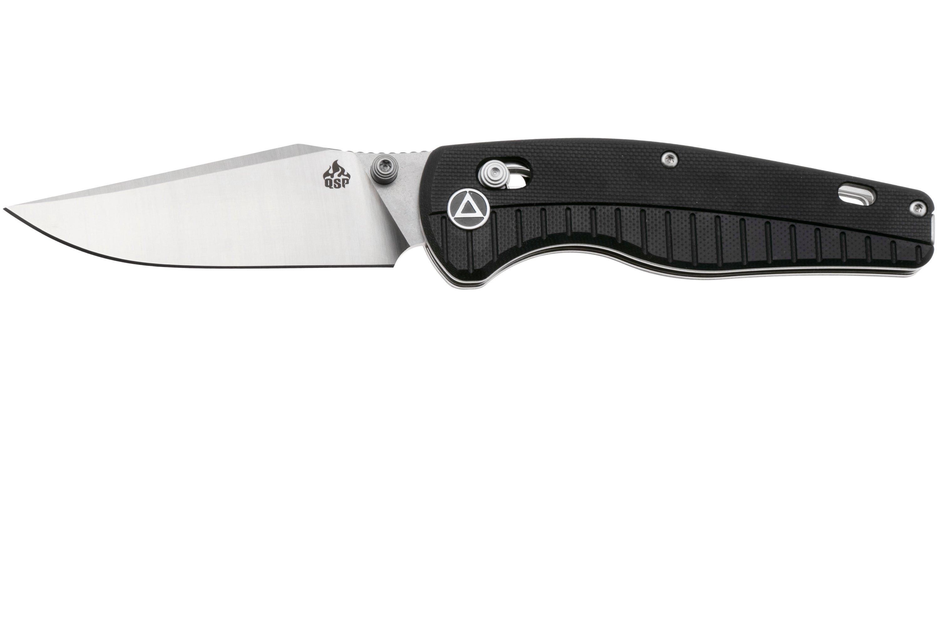 QSP Knife Reptile QS165-C1 Satin 14C28N, Black G10, pocket knife ...