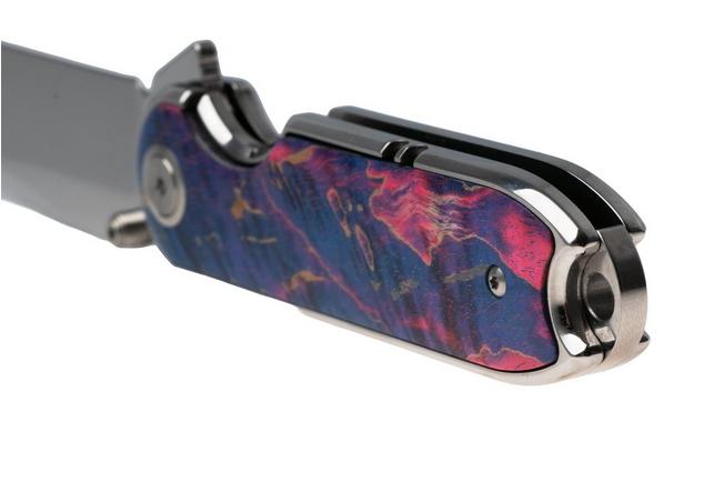 Afbeelding voor QSP Knife Nebula QS168-B Mirror Polish 14C28N Stabilized Wood, zakmes