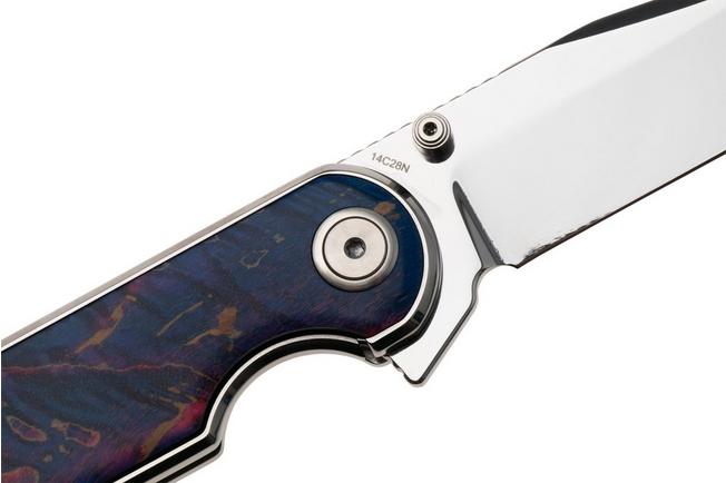 Afbeelding voor QSP Knife Nebula QS168-B Mirror Polish 14C28N Stabilized Wood, zakmes