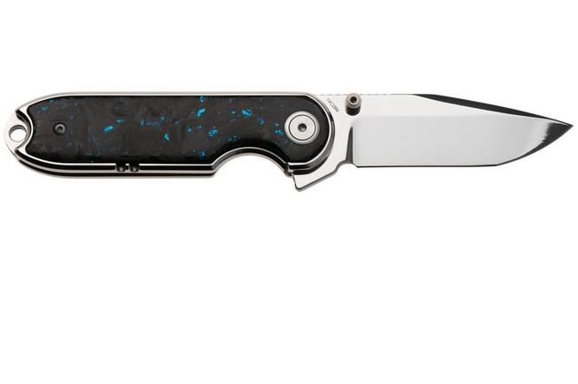 Afbeelding voor QSP Knife Nebula QS168-C Mirror Polish 14C28N Blue Shredded Carbon Fiber, zakmes