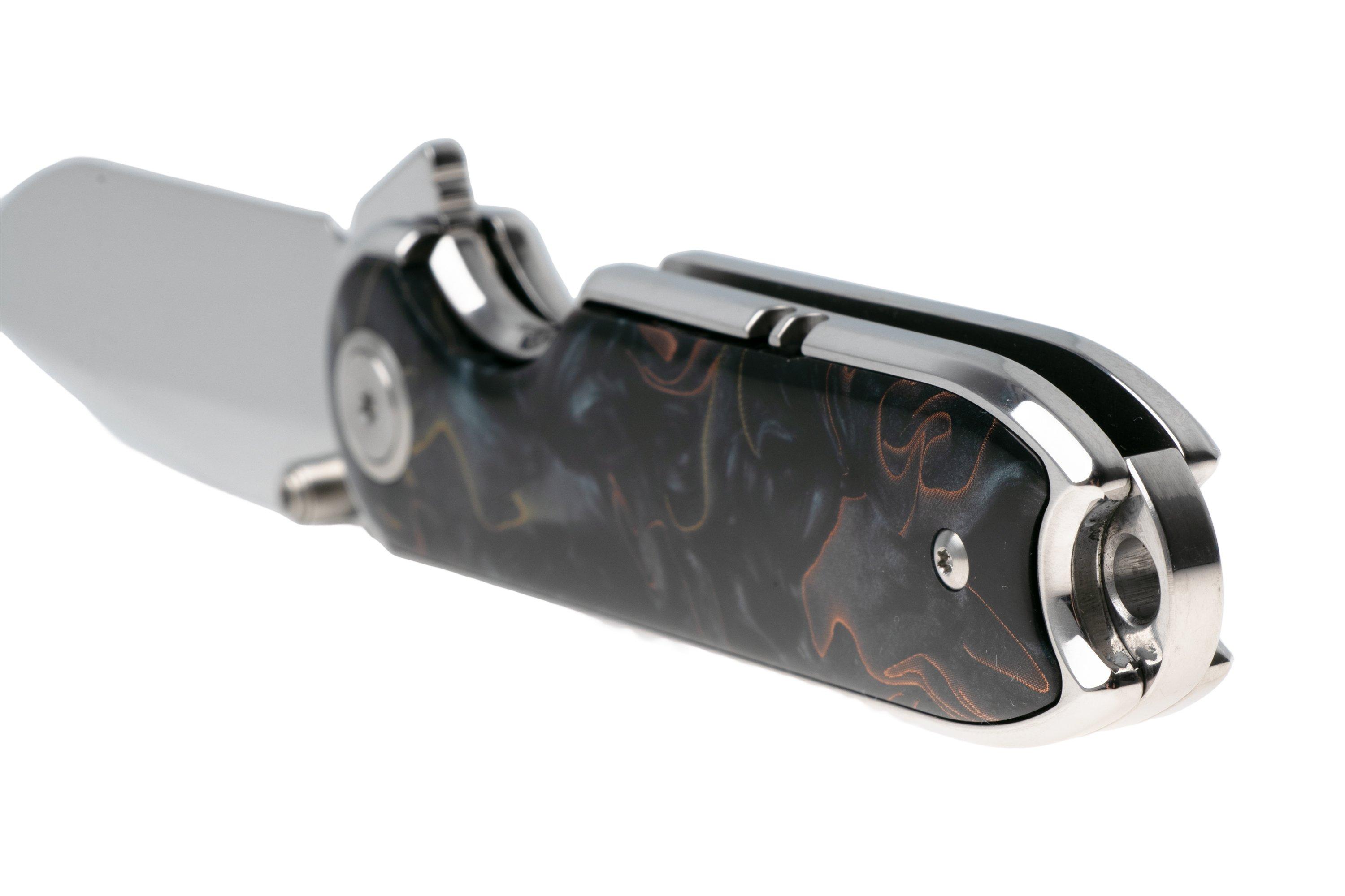 Qsp Knife Nebula Qs168 E Mirror Polish 14c28n Brass Copper Mesh Resin 