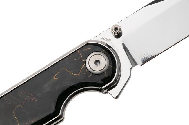 Afbeelding voor QSP Knife Nebula QS168-E Mirror Polish 14C28N Brass Copper Mesh Resin, zakmes