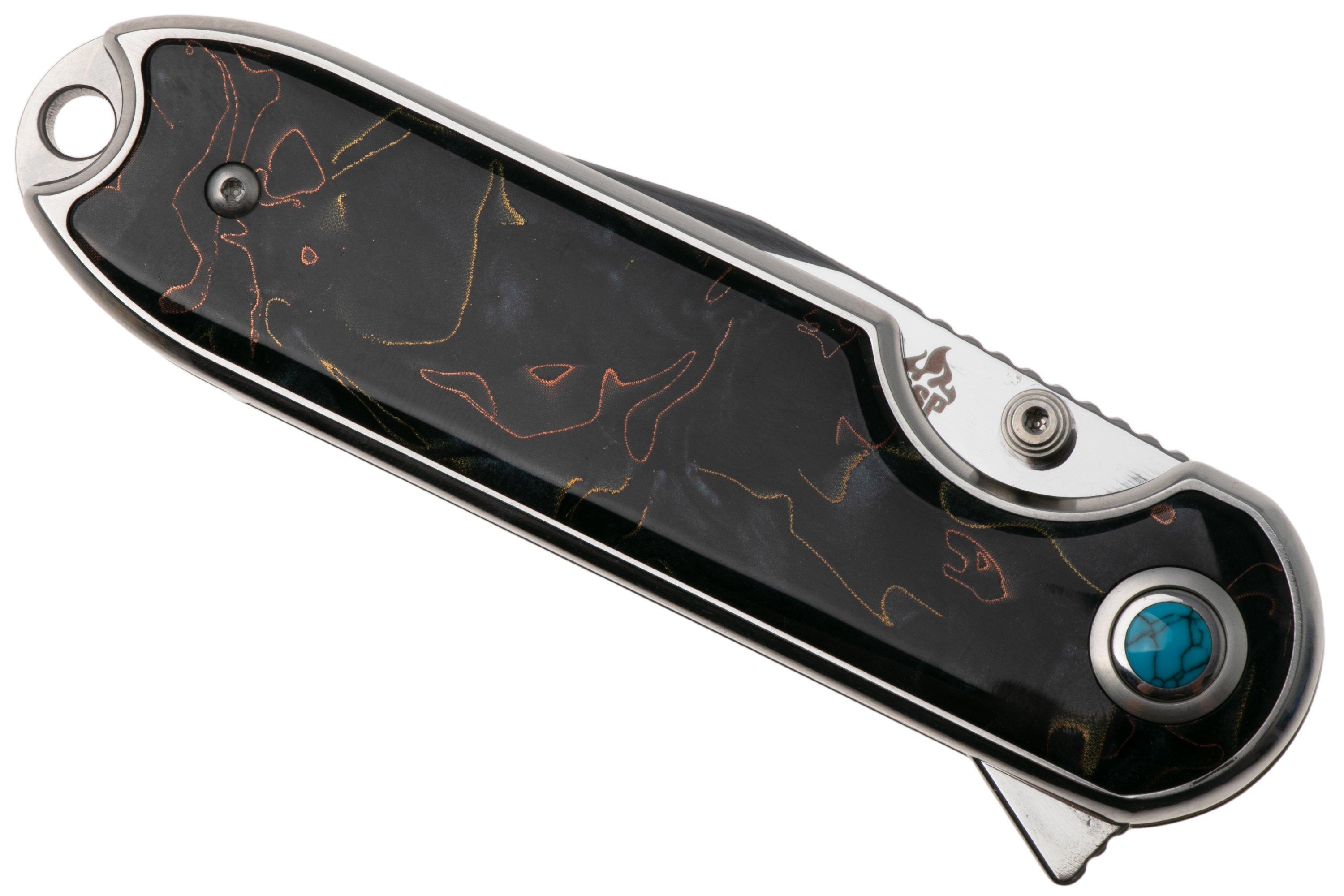 Qsp Knife Nebula Qs168 E Mirror Polish 14c28n Brass Copper Mesh Resin 