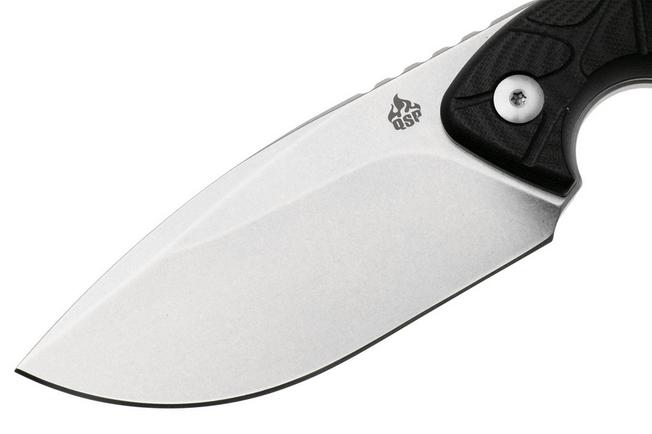 Afbeelding voor QSP Knife Tiny TOT QS169-A1 Stonewashed 10Cr15MoV Black G10, vaststaand mes