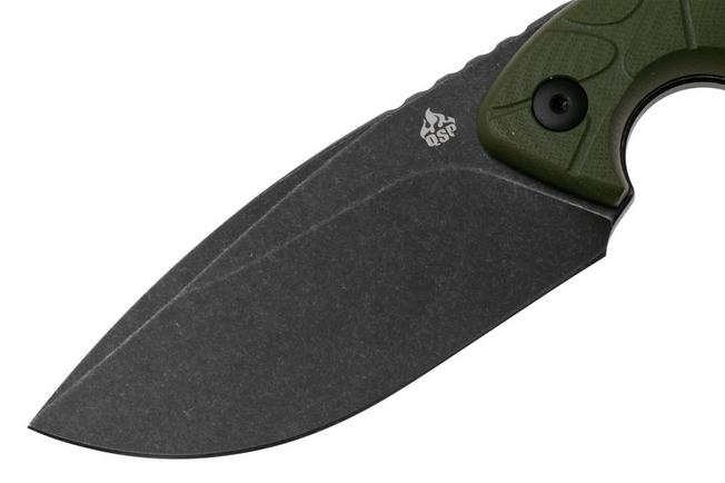 Afbeelding voor QSP Knife Tiny TOT QS169-B2 Blackwashed 10Cr15MoV OD Green G10, vaststaand mes