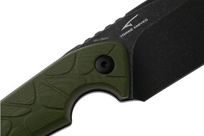 Afbeelding voor QSP Knife Tiny TOT QS169-B2 Blackwashed 10Cr15MoV OD Green G10, vaststaand mes
