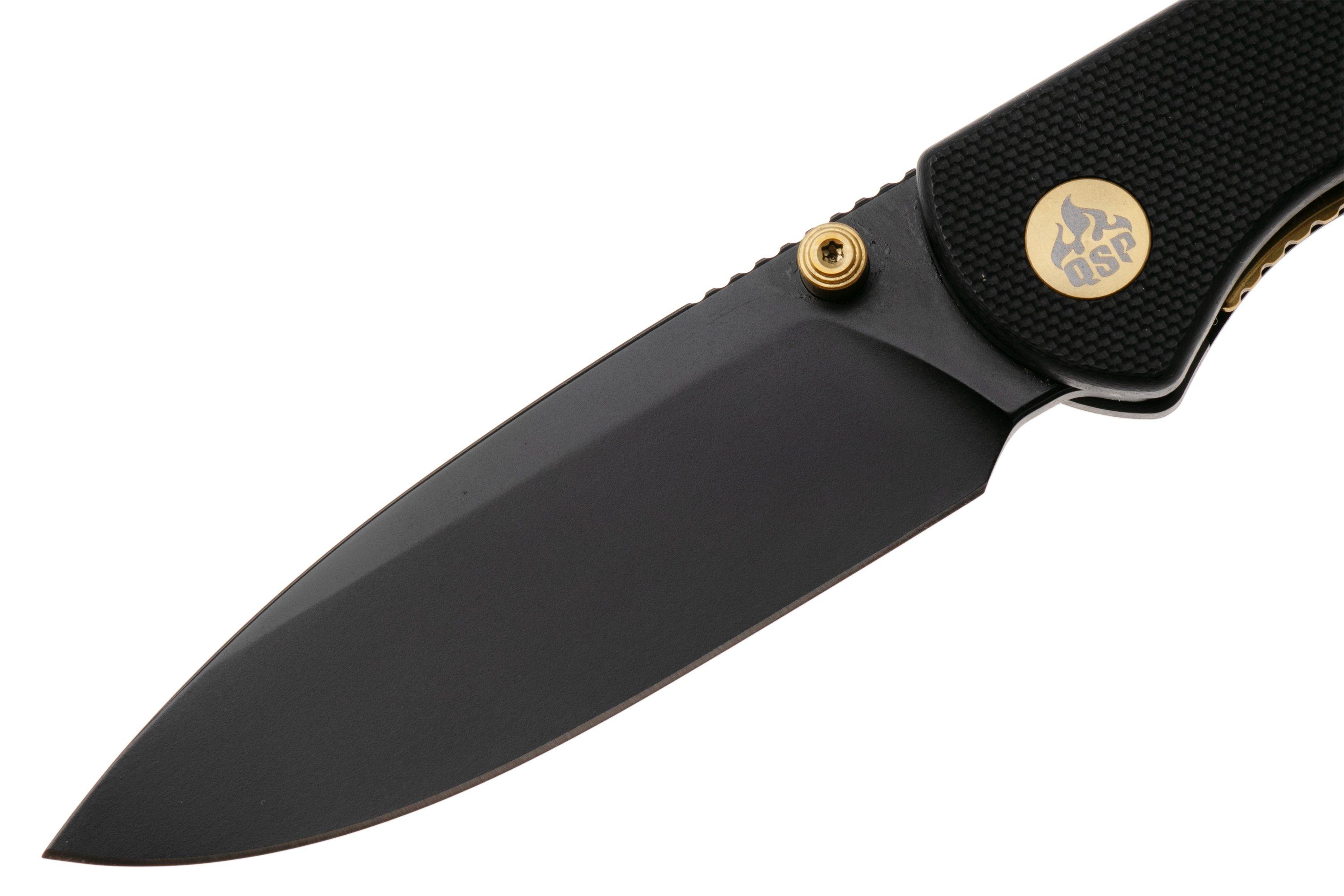 QSP Knife Ferret QS170-A2, Black Nitro-V, Black G10 pocket knife ...