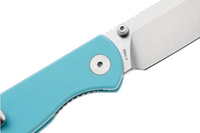 Afbeelding voor QSP Knife Ferret QS170-B1, Stonewashed Nitro-V, Sky Blue G10 zakmes