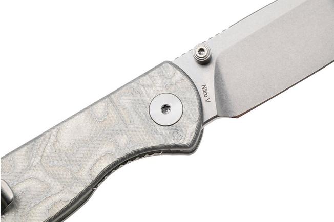 Afbeelding voor QSP Knife Ferret QS170-D1, Stonewashed Nitro-V, White Aluminum Foil G10 zakmes