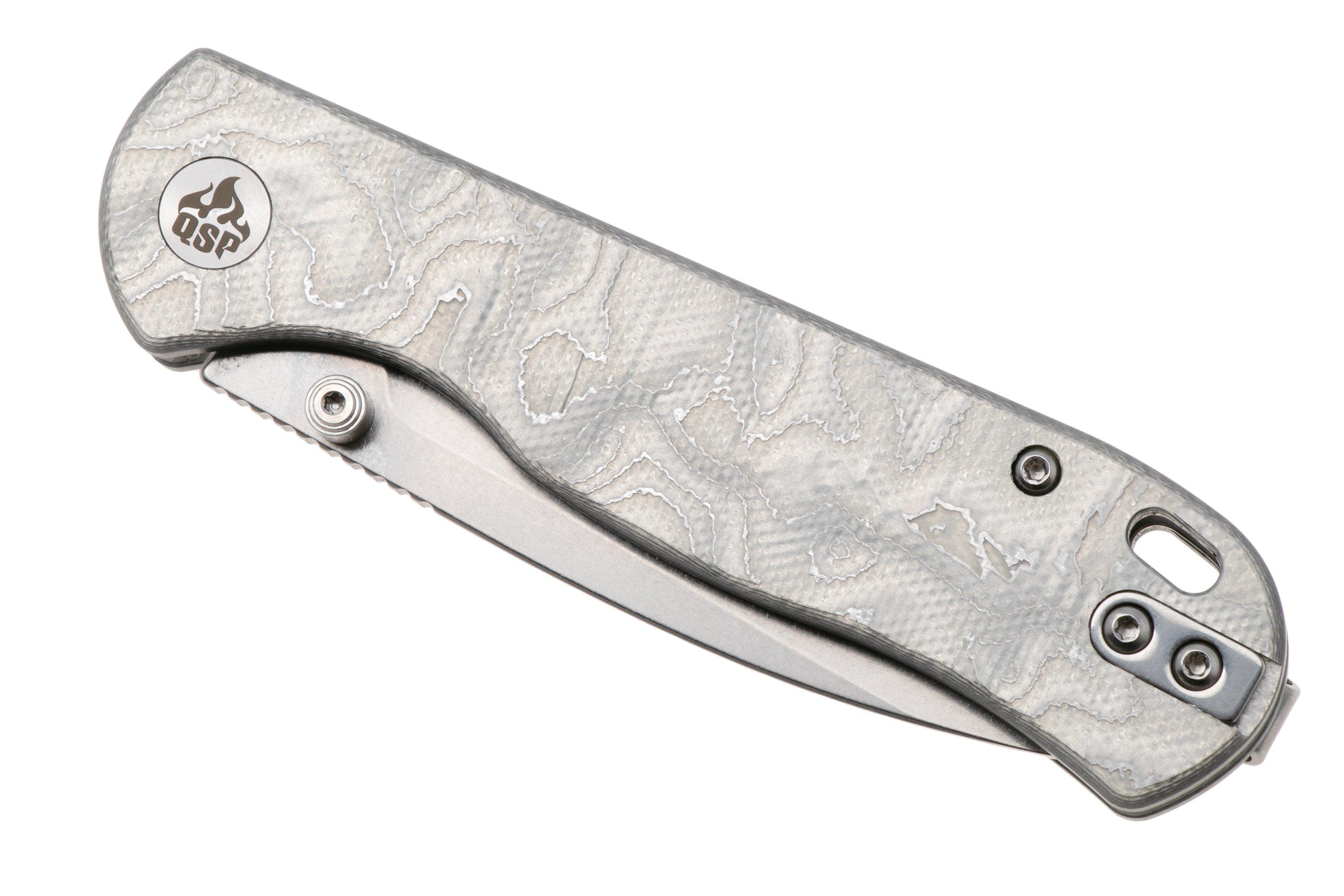 Qsp Knife Ferret Qs170 D1 Stonewashed Nitro V White Aluminum Foil G10 