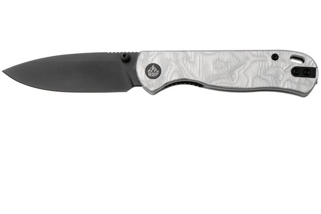Afbeelding voor QSP Knife Ferret QS170-D2, Black Nitro-V, White Aluminum Foil G10 zakmes