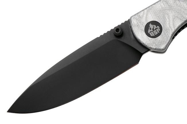 Afbeelding voor QSP Knife Ferret QS170-D2, Black Nitro-V, White Aluminum Foil G10 zakmes