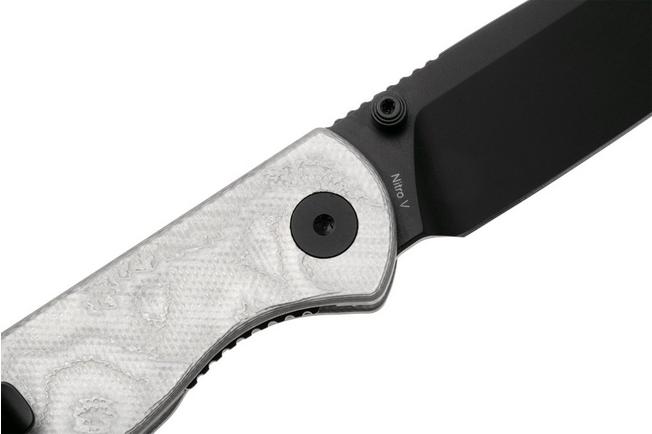 Afbeelding voor QSP Knife Ferret QS170-D2, Black Nitro-V, White Aluminum Foil G10 zakmes