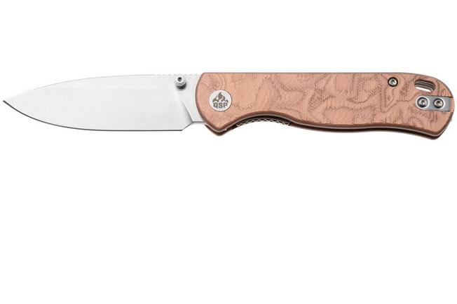 Afbeelding voor QSP Knife Ferret QS170-E1, Stonewashed Nitro-V, Copper Aluminum Foil G10 zakmes