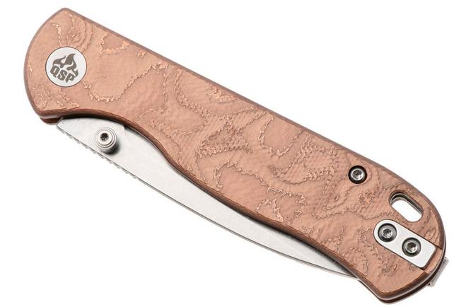Afbeelding voor QSP Knife Ferret QS170-E1, Stonewashed Nitro-V, Copper Aluminum Foil G10 zakmes