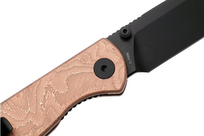 Afbeelding voor QSP Knife Ferret QS170-E2, Black Nitro-V, Copper Aluminum Foil G10 zakmes