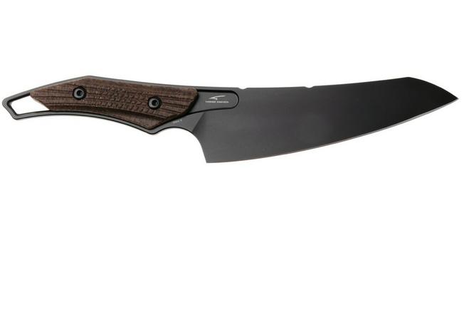 Afbeelding voor QSP Knife T-Cook QS172-C2, Black Nitro-V, Glow In The Dark Brown Burlap Micarta vaststaand mes