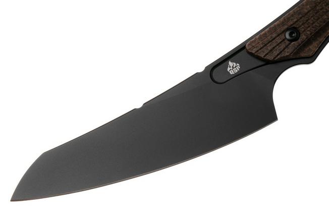 Afbeelding voor QSP Knife T-Cook QS172-C2, Black Nitro-V, Glow In The Dark Brown Burlap Micarta vaststaand mes