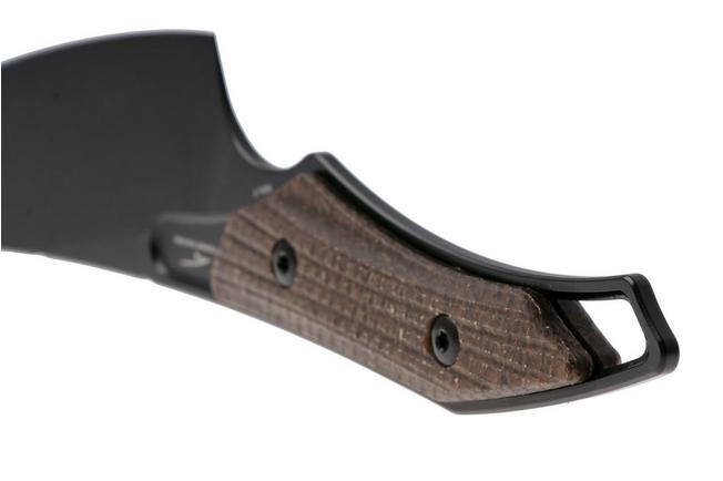 Afbeelding voor QSP Knife T-Cook QS172-C2, Black Nitro-V, Glow In The Dark Brown Burlap Micarta vaststaand mes