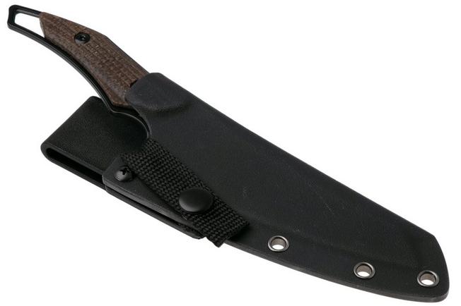 Afbeelding voor QSP Knife T-Cook QS172-C2, Black Nitro-V, Glow In The Dark Brown Burlap Micarta vaststaand mes