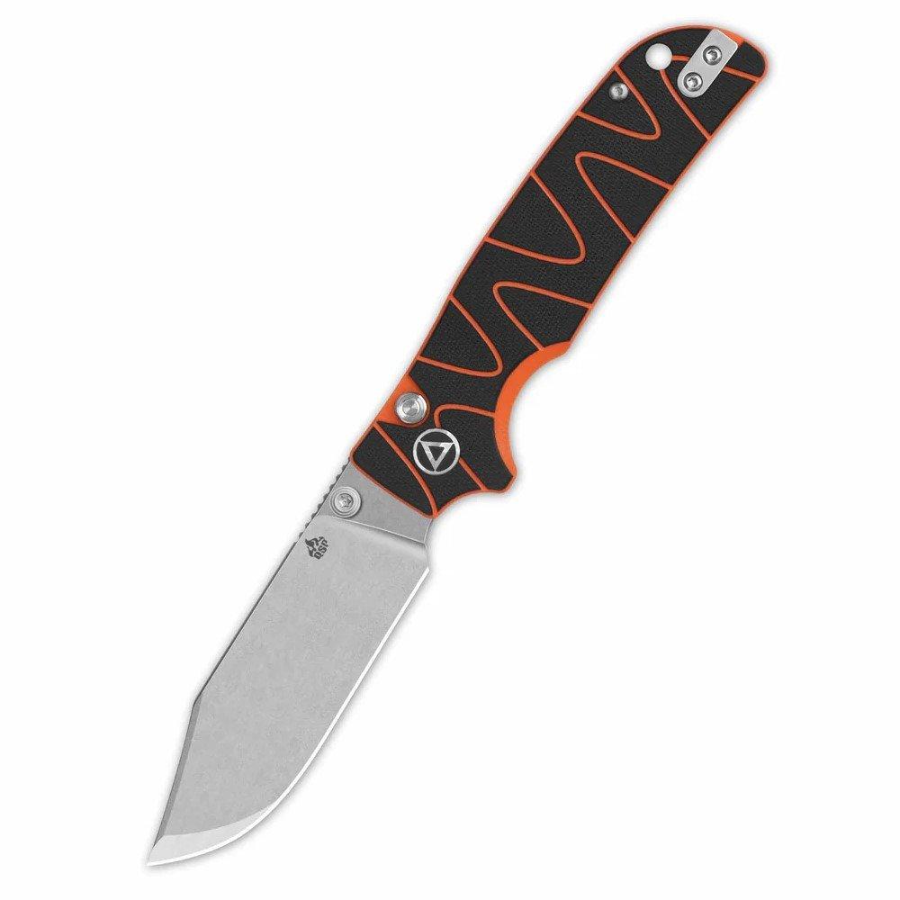 QSP Knife Kali Button Lock Black/Orange G10