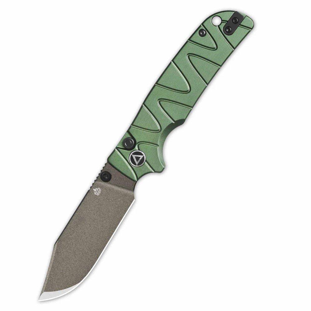 QSP Knife Kali Button Lock Green Aluminium