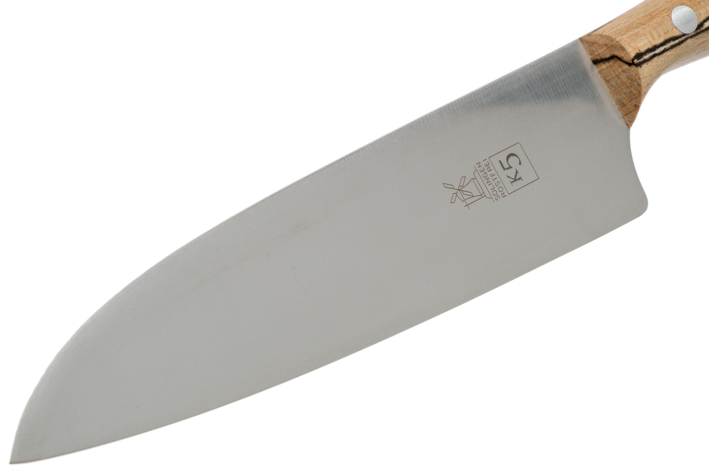 Gerlach Loft Set 5 Coltelli Da Cucina - Acciaio Inox X50CrMoV15, Manico ABS, Blocco Legno Faggio, Coltello Santoku E Pane, Design Moderno - 3