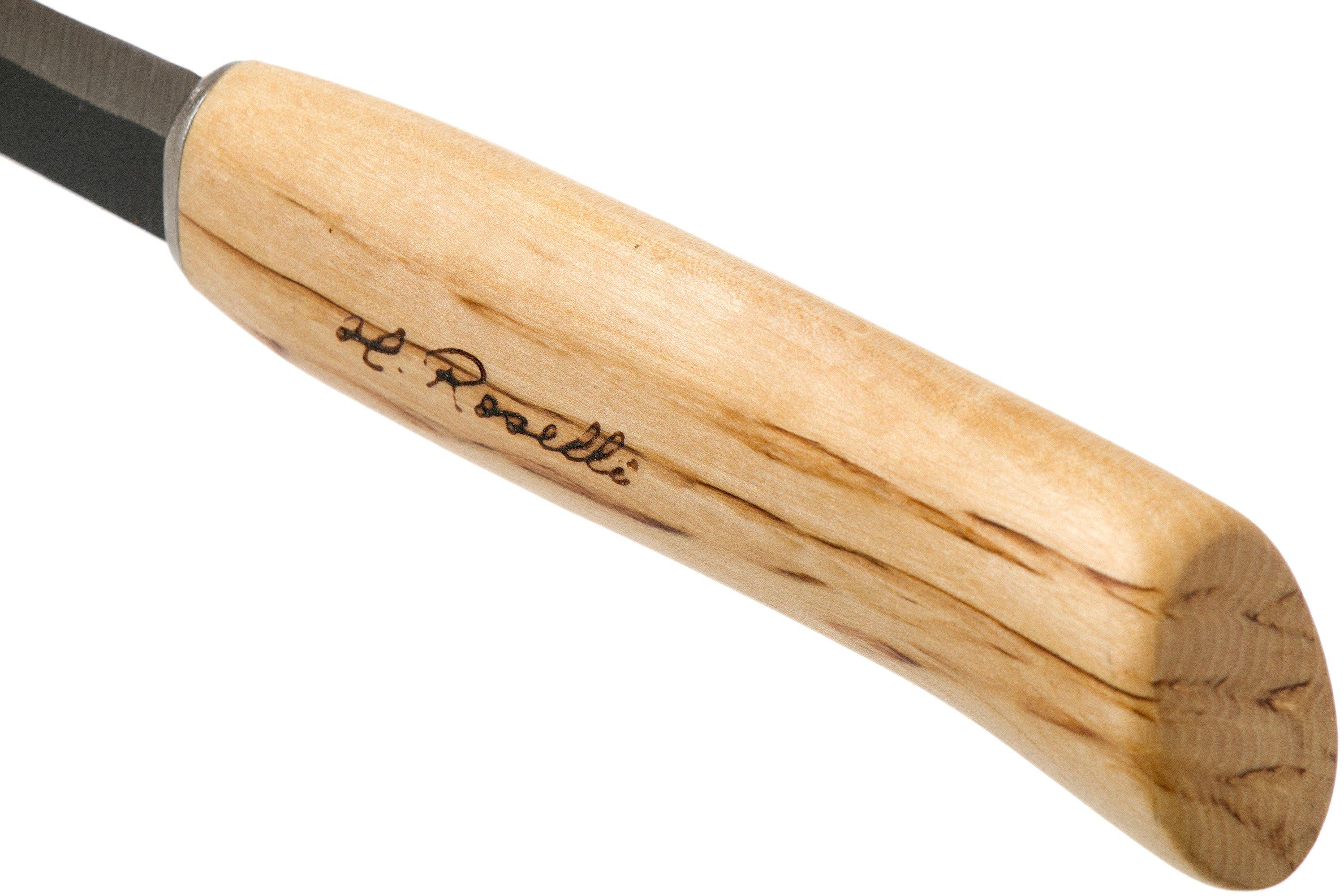 Roselli Opening Knife R161 Round Tip, leather sheath, hunting knife