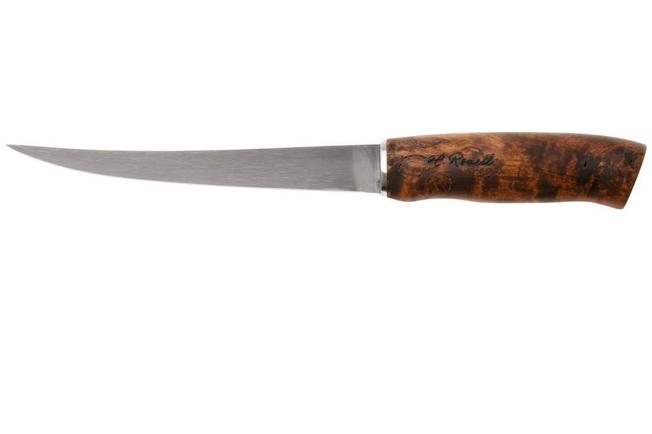 Afbeelding voor Roselli Big Fillet Knife R255, Carbon Steel, Stained Curly Birch, fileermes, 19 cm