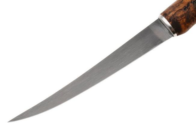Afbeelding voor Roselli Big Fillet Knife R255, Carbon Steel, Stained Curly Birch, fileermes, 19 cm