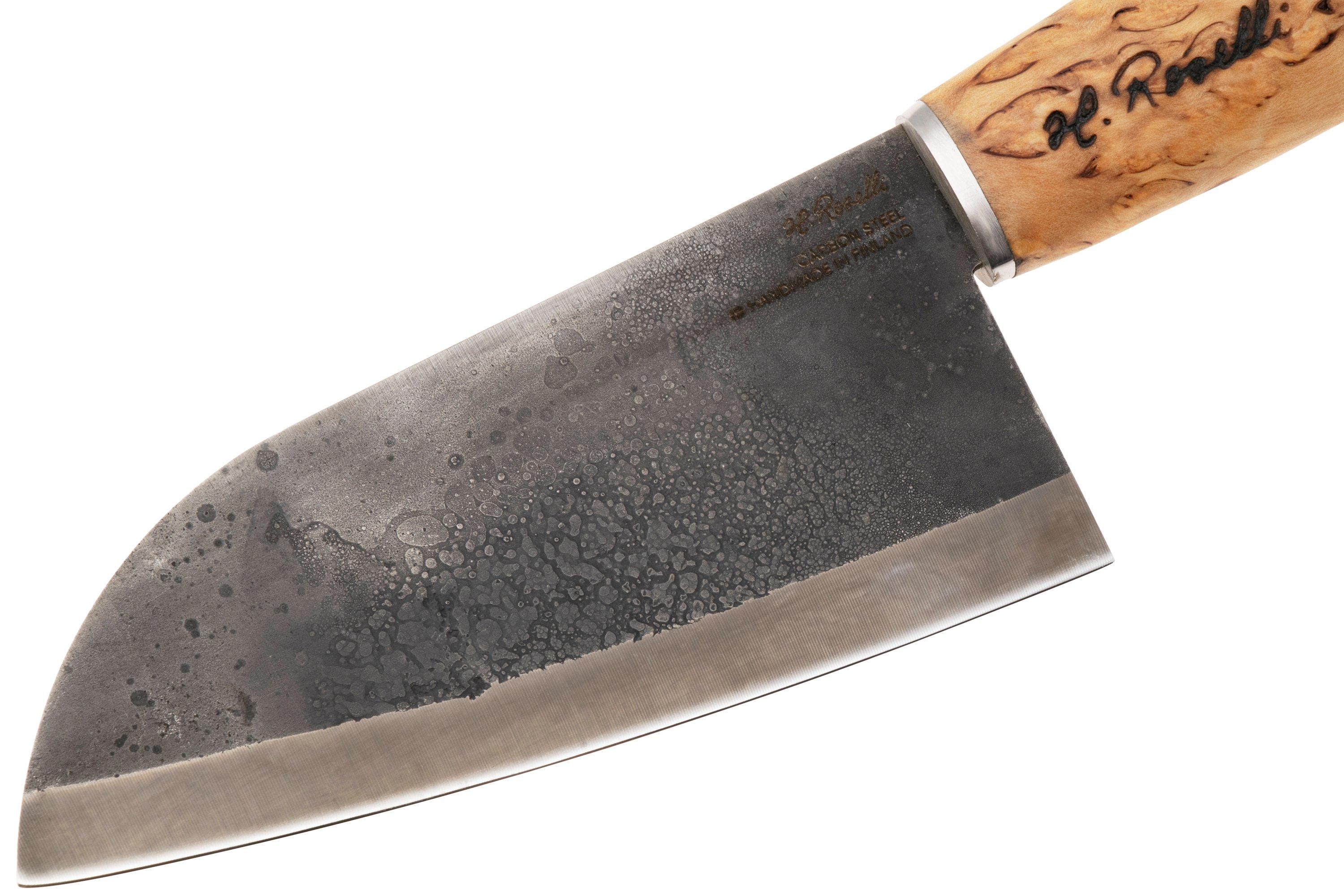 Roselli Small Chef Knife R700 Carbon Steel, Curly Birch, santoku, 13,5 ...