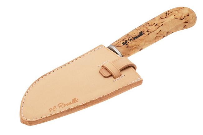 Bild für Roselli Small Chef Knife R700 Carbon Steel, Curly Birch, Santoku, 13.5 cm