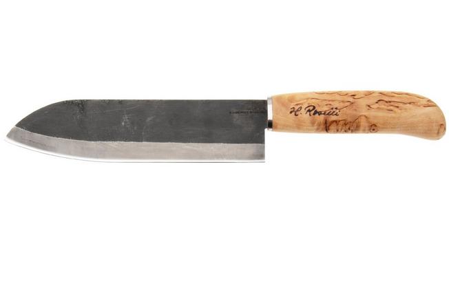 Bild für Roselli Japanese Chef Knife R710 Carbon Steel, Curly Birch, Santoku, 17.5 cm
