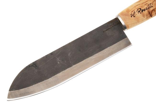 Bild für Roselli Japanese Chef Knife R710 Carbon Steel, Curly Birch, Santoku, 17.5 cm