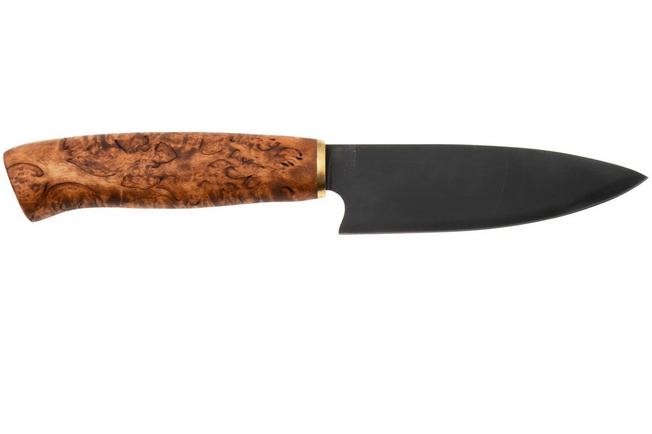 Afbeelding voor Roselli Allround Knife R750D Carbon Steel, Stained Curly Birch, universeelmes, 12 cm