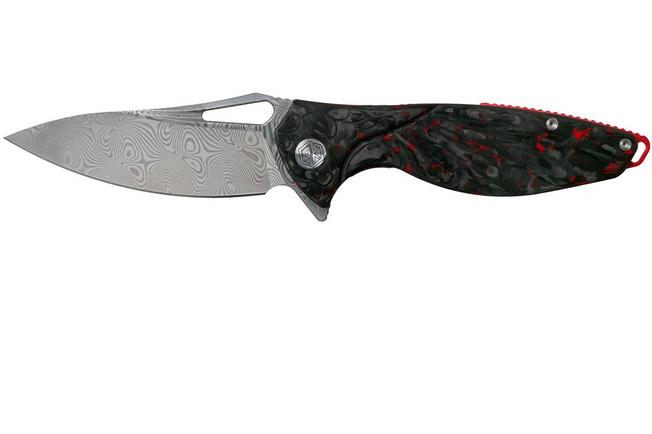 Imagen para Rike Knife Hummingbird Plus Damasteel Carbon fibre Red navaja
